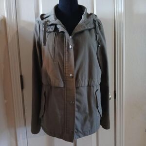 Y2K style army green military utility jacket w hood M ASO Bella Swan Twilight